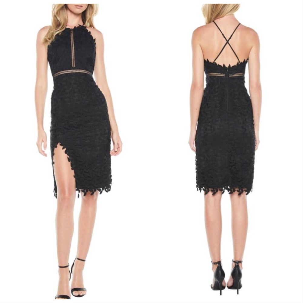 Bardot Tabytha Lace Halter Dress Black